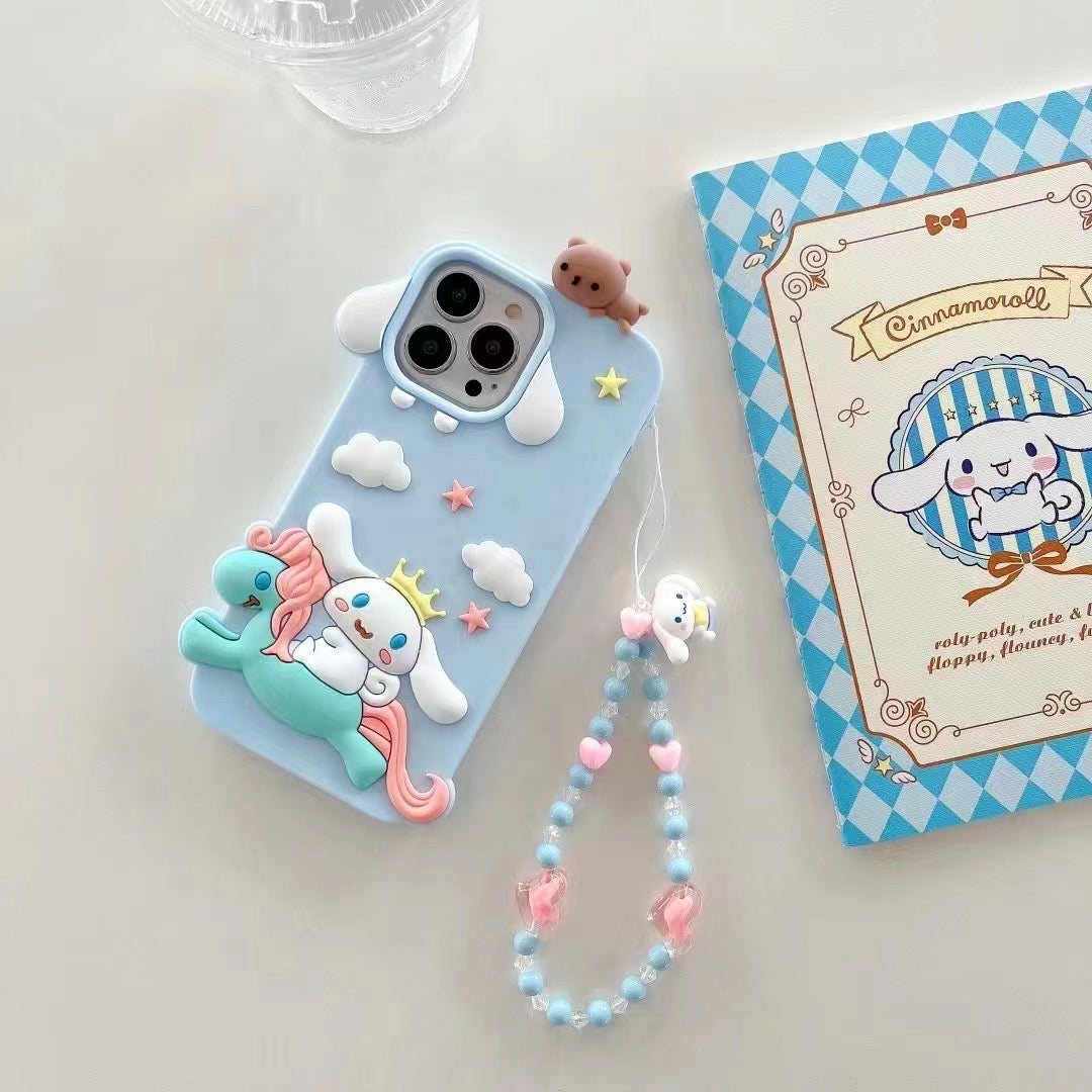 Cute 3D Unicorn Lanyard Silicon Phone Cases For iPhone