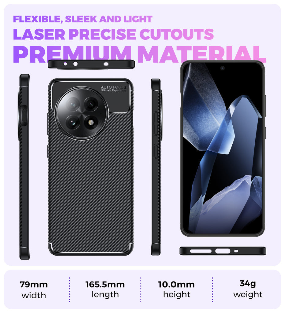 Aramid Fibre Rugged Flexible TPU Series Shockproof Armor Back Cover for OnePlus 13R 5G, 6.78 inch, Black