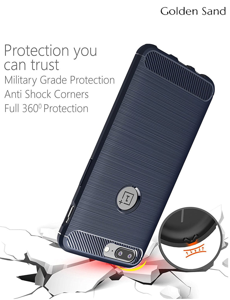 Carbon Fibre Series Shockproof Armor Back Cover for OnePlus 5, 5.5 inch, Blue
