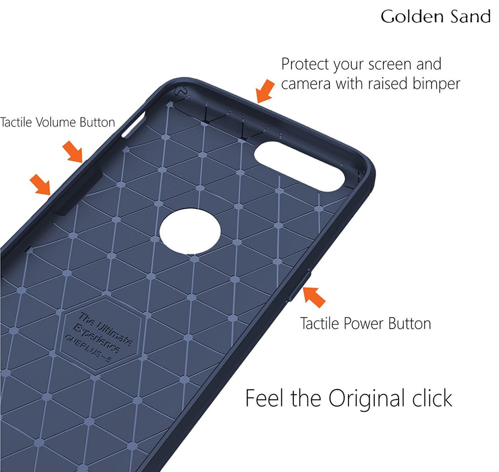 Carbon Fibre Series Shockproof Armor Back Cover for OnePlus 5, 5.5 inch, Blue